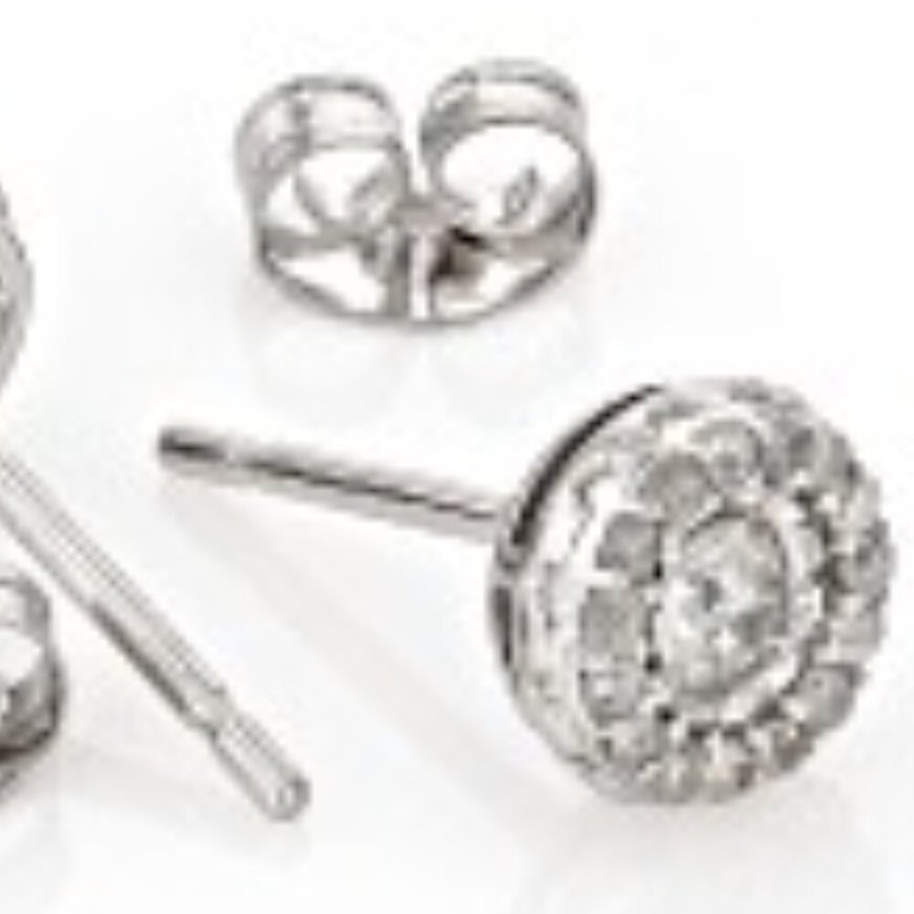 10k solid gold .5ct pair of earrings diamond halo studs white gold